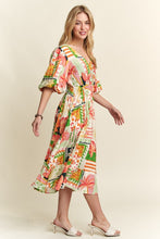 Load image into Gallery viewer, ADORA Floral V-Neck Puff Sleeve Midi Dress