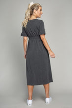 Load image into Gallery viewer, Nuvi Apparel Button Trim Knit Midi Dress