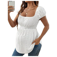 Load image into Gallery viewer, White Maternity Shirt Clothes Square Neck Short Sleeve, XXL, 11G-191T005