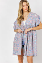 Load image into Gallery viewer, Davi &amp; Dani PRINTED SHORT SLEEVE RUFFLE KIMONO