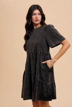 Load image into Gallery viewer, Annie Wear Mineral Washed Round Neck Short Sleeve Denim Dress