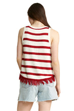 Load image into Gallery viewer, American Flag Fringe Tank Top Back
