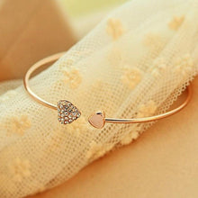 Load image into Gallery viewer, Crystal Double Heart Cuff Opening Bracelet 10E-J015