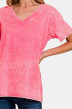 Load image into Gallery viewer, Zenana Full Size Washed Short Sleeve V-Neck T-Shirt