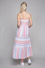 Load image into Gallery viewer, Nuvi Apparel Striped Print Ruffle Hem Cami Dress