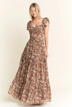 Load image into Gallery viewer, Ruffle Sleeve Tiered Maxi Dress front