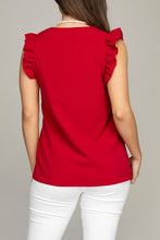 Load image into Gallery viewer, Nuvi Apparel V neck ruffle sleeve Tee shirt