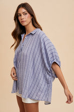 Load image into Gallery viewer, Annie Wear Striped Button Up Half Sleeve Shirt