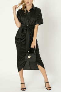 Nuvi Apparel Satin wrap dress