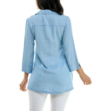 Load image into Gallery viewer, Tencel Long Sleeve Novelty Buttons And Side Slits Top, Small, 23F-199T001