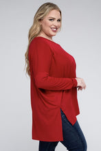 Load image into Gallery viewer, ZENANA Plus Dolman Sleeve V-Neck Side Slit Hi-Low Hem Top