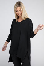 Load image into Gallery viewer, ZENANA Dolman Long Sleeve V-Neck Side Slit Hi-Low Hem Top