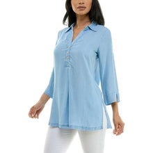 Load image into Gallery viewer, Tencel Long Sleeve Novelty Buttons And Side Slits Top, Small, 23F-199T001