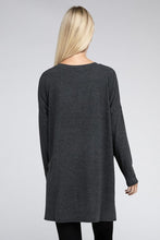 Load image into Gallery viewer, ZENANA Dolman Long Sleeve V-Neck Side Slit Hi-Low Hem Top