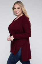 Load image into Gallery viewer, ZENANA Plus Dolman Sleeve V-Neck Side Slit Hi-Low Hem Top