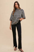 Load image into Gallery viewer, Annie Wear Tie Back Abstract Print Mock Neck Half Sleeve Blouse