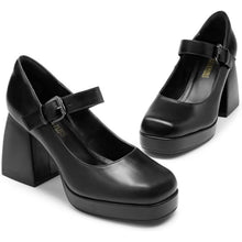 Load image into Gallery viewer, High Chunky Platform Closed Toe Block Heels Shoes, Size 8, 18BB-185S001