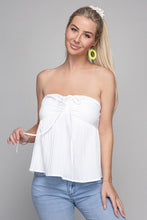 Load image into Gallery viewer, Nuvi Apparel Frill Trim Drawstring Front Tube Top