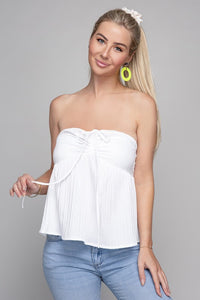 Nuvi Apparel Frill Trim Drawstring Front Tube Top