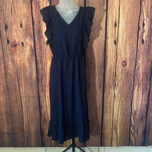 Load image into Gallery viewer, Elegant Navy Ruffle Dress, Medium, 1JJ-128D010