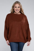 Load image into Gallery viewer, ZENANA Plus Oversized Round Neck Raw Seam Melange Sweater