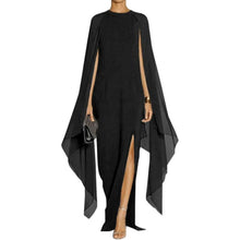 Load image into Gallery viewer, Elegant High Split Flare Sleeve Formal Maxi Dress with Cape, 6I-189D002