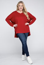 Load image into Gallery viewer, ZENANA Plus Dolman Sleeve V-Neck Side Slit Hi-Low Hem Top