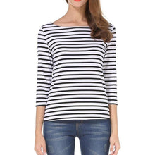 Load image into Gallery viewer, Stripe Tees Round Neck Top, Small, 23F-200T003