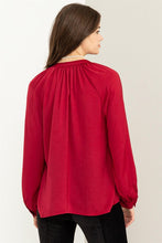 Load image into Gallery viewer, HYFVE TRY TO KEEP UP LONG SLEEVE RUFFLED BLOUSE