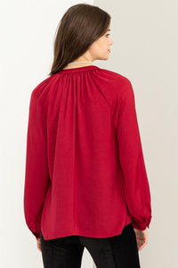 HYFVE TRY TO KEEP UP LONG SLEEVE RUFFLED BLOUSE