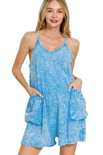 Load image into Gallery viewer, Acid Crinkle Washed Spaghetti Strap Romper