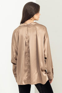 HYFVE COMPLETELY CHARMED OVERSIZED SATIN SHIRT