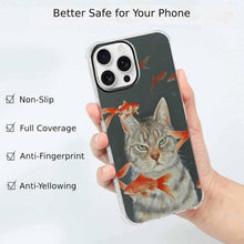 Load image into Gallery viewer, iPhone 16 Pro Max Cool Cat Design,Cute Cat and Goldfish Case, 20H-167PH005