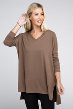 Load image into Gallery viewer, ZENANA Dolman Long Sleeve V-Neck Side Slit Hi-Low Hem Top