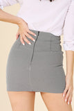 Lilou Hound tooth shirred wrap skirt