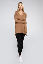 Load image into Gallery viewer, ZENANA Dolman Long Sleeve V-Neck Side Slit Hi-Low Hem Top