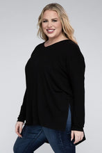 Load image into Gallery viewer, ZENANA Plus Dolman Sleeve V-Neck Side Slit Hi-Low Hem Top