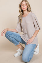 Load image into Gallery viewer, BOMBOM Round Neck Waffle Knit T-Shirt