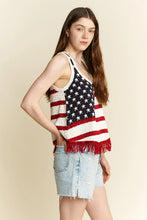 Load image into Gallery viewer, American Flag Fringe Tank Top Side