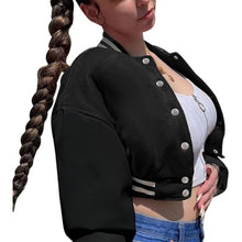 Load image into Gallery viewer, Color block Crop Fleece Baseball Jacket, Medium, 21H-196T005