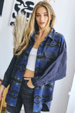 Davi & Dani PLUS PRINTED BUTTON DOWN LONG SLEEVE JACKET