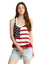 Load image into Gallery viewer, American Flag Fringe Tank Top Front