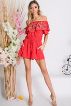 Load image into Gallery viewer, Davi &amp; Dani Floral Embroidered Off Shoulder Romper