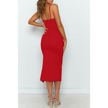 Load image into Gallery viewer, Adjustable Spaghetti Straps Sleeveless High Midi Bodycon Dress, S, 6A-142D009