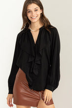 Load image into Gallery viewer, HYFVE TRY TO KEEP UP LONG SLEEVE RUFFLED BLOUSE