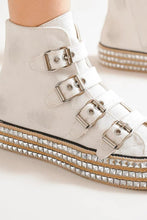 Load image into Gallery viewer, Beast Fashion Multi-Buckle Straps Studded Platform Sneakers