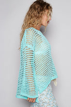 Load image into Gallery viewer, POL Side Slit Openwork Long Sleeve Knit Cover Up