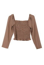 Load image into Gallery viewer, Lilou LS square neck smocking top