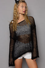 Load image into Gallery viewer, POL Side Slit Openwork Long Sleeve Knit Cover Up