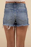 ZENANA Mid Rise Raw Frayed Hem Denim Shorts